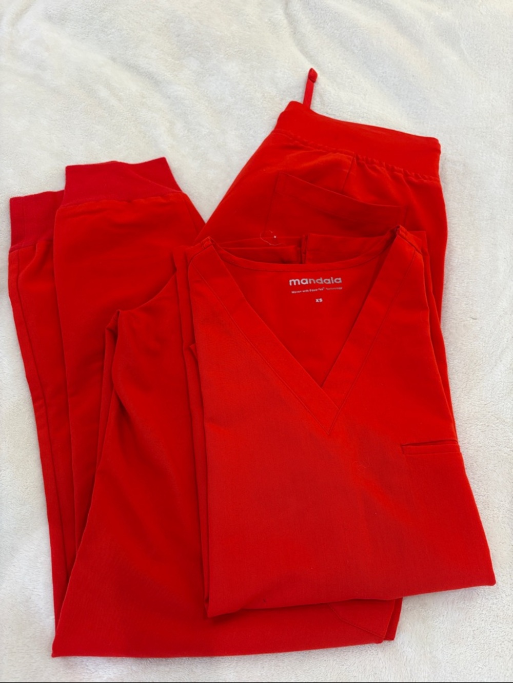 Mandala - 9 Pocket Joggers and One Pocket Top - Poppy Red XS